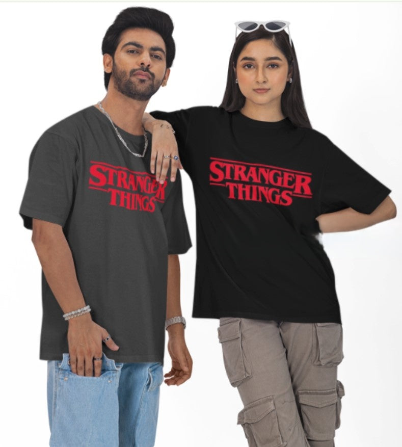 Over size drop stranger things tshirt