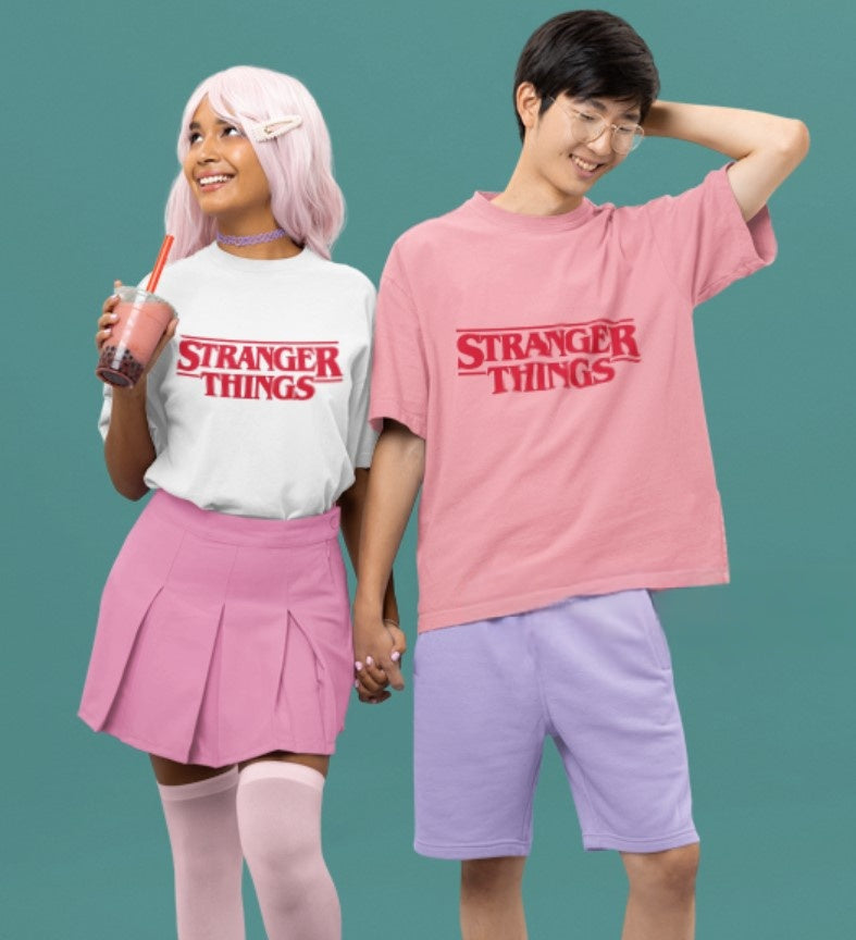 Over size drop stranger things tshirt